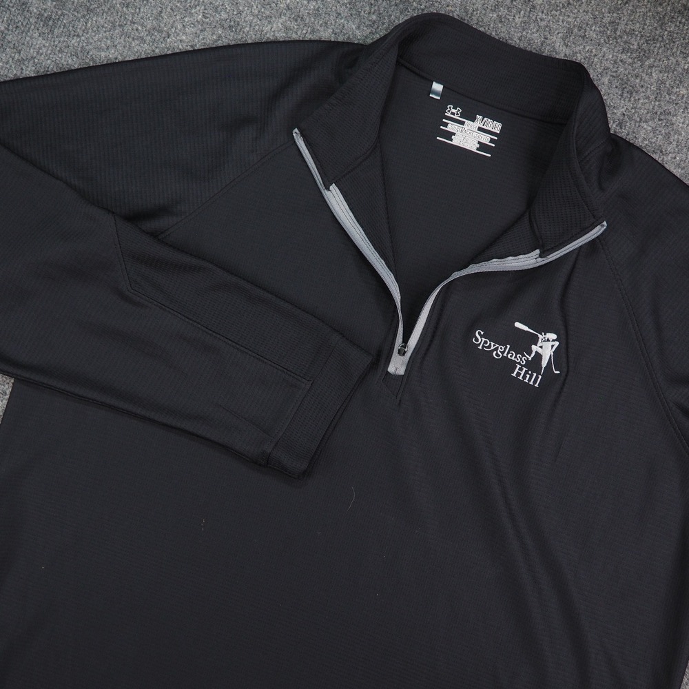 Spyglass Hill Pullover Mens XL Quarter Zip Black Solid Under Armour Golf Sporty
